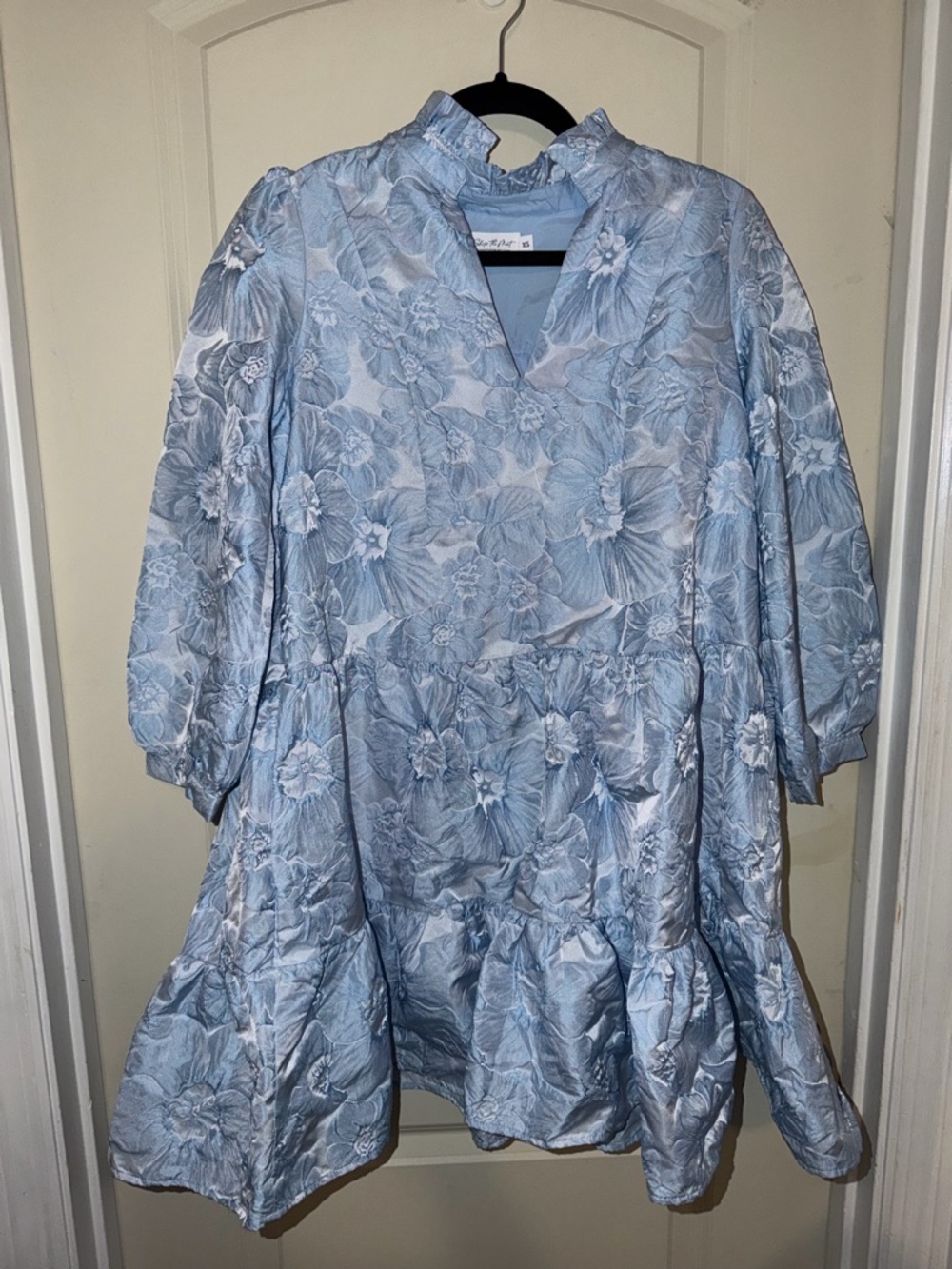 Always On My Mind Baby Blue Floral Brocade Babydoll Dress Shop the Mint